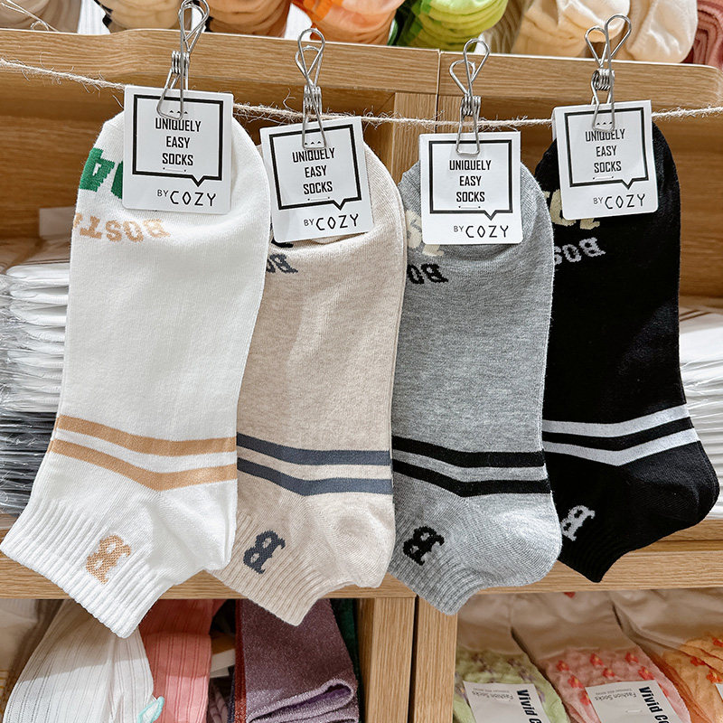 COZY运动吸汗四季男条纹字母短袜