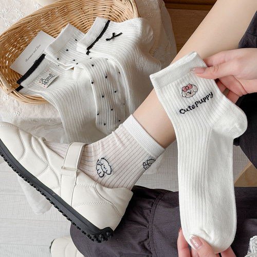 韩国透气女棉卡通可爱薄款短筒袜