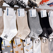 韩国进口袜子女短袜vivid color蝴蝶结亮丝简约百搭春秋吸汗棉袜