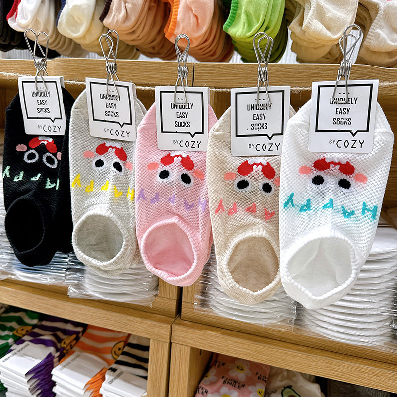 韩国进口东大门船袜女春夏季镂空网眼薄棉透气吸汗可爱防掉隐形袜