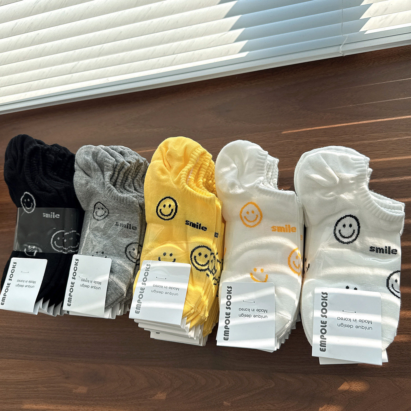 韩国进口现货东大门袜子女EMPOLE春夏新款波点笑脸隐形防滑棉船袜