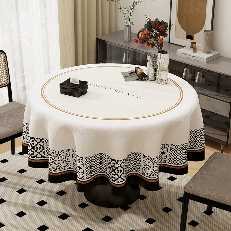 法式复古小圆桌桌布轻奢高级感茶几圆形餐桌垫子防水防油免洗台布