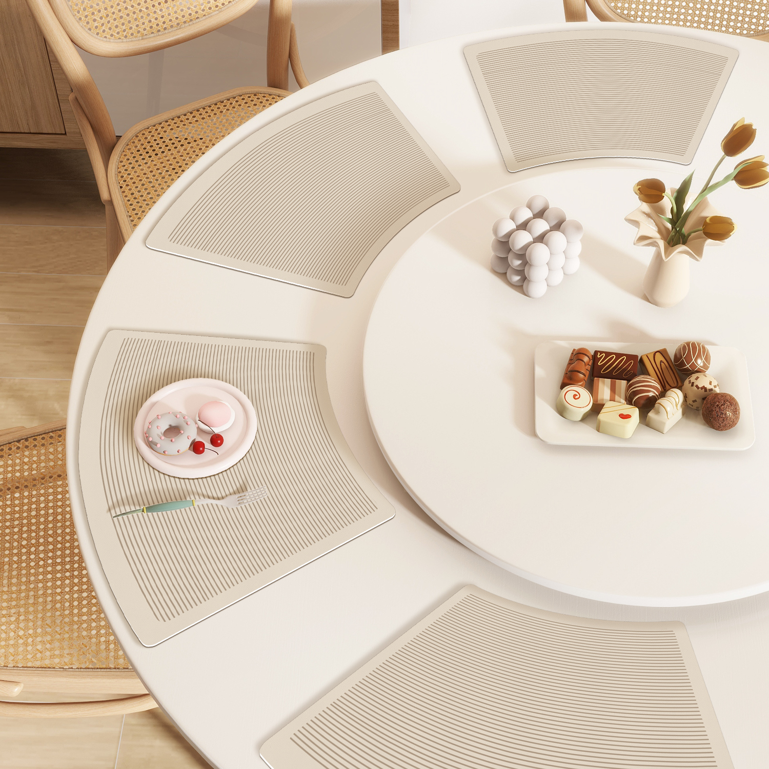 圆桌扇形皮革防烫垫防水防油免洗餐桌垫