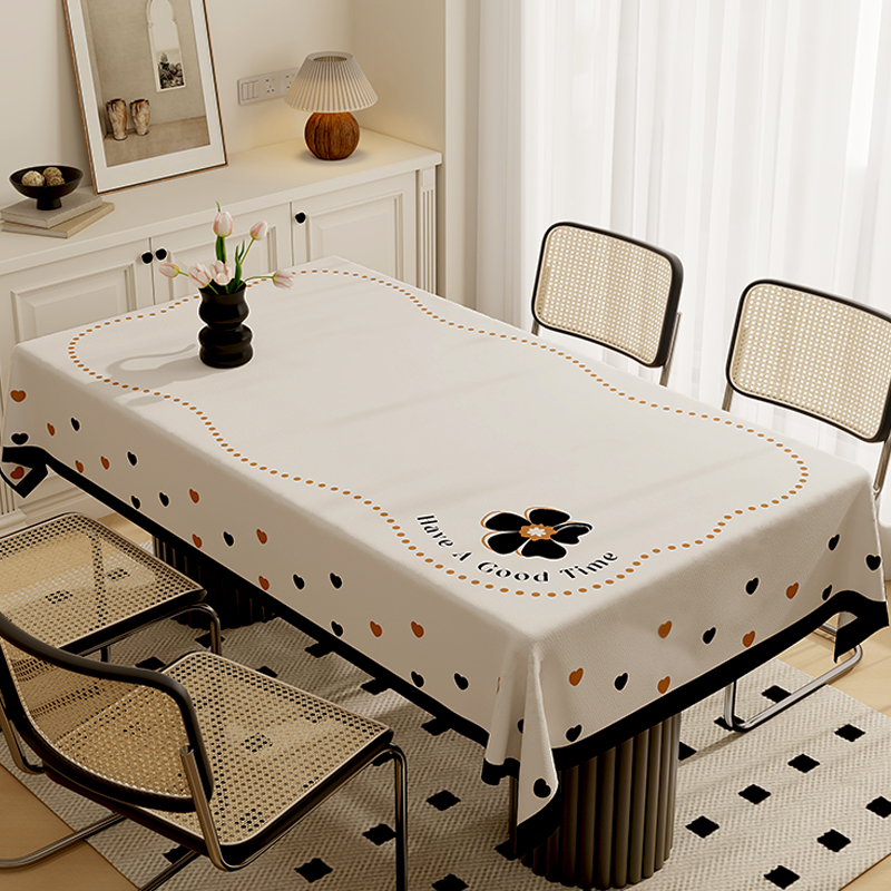 桌布轻奢高级感餐桌布防水防油防烫免洗茶几客厅家用长方形台布艺