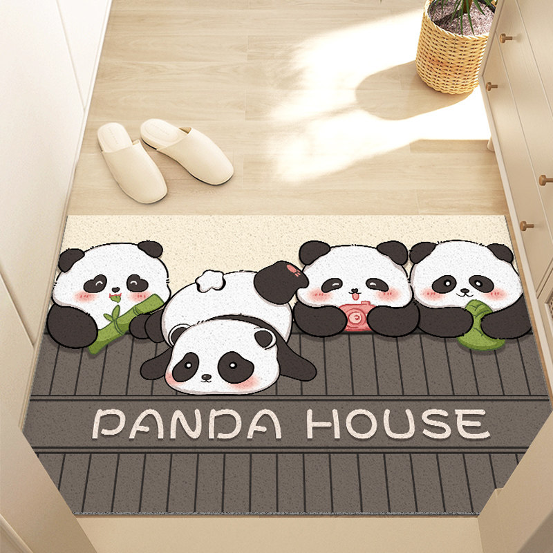 熊猫入户门地垫进门口PVC丝圈门垫玄关防滑垫入户耐磨脚垫可裁剪,居家布艺,家用脚垫,淘宝优惠券,粉丝福利购,淘宝优惠卷