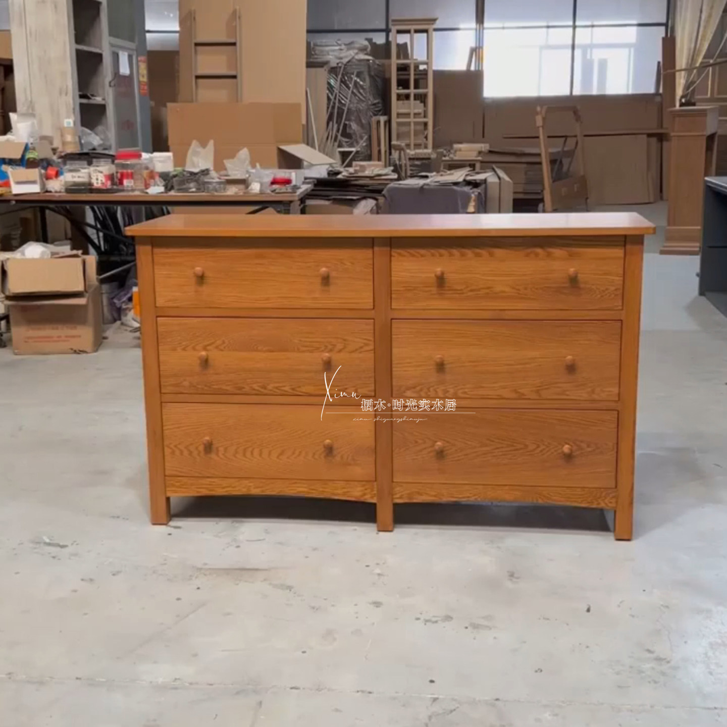 美式乡村复古实木六斗柜储物柜