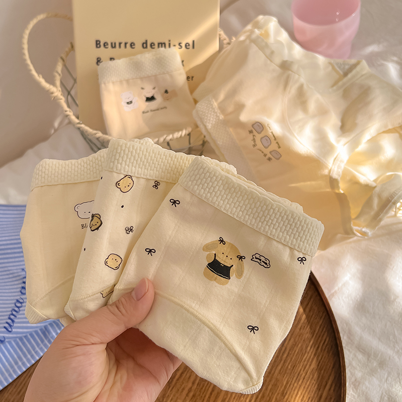 甜酷集合~内裤少女生纯棉裆部加长卡通可爱甜美学生中腰日系新款