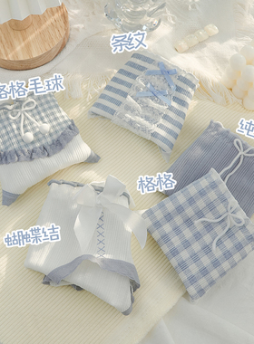 内裤中腰甜美可爱日系少女女生纯欲蓝色白色三角裤