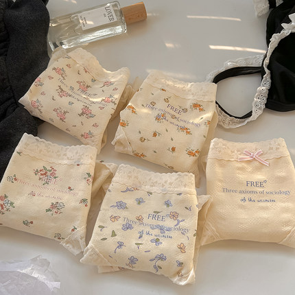 花间集~内裤女生纯棉裆a类棉7a日系少女碎花纯欲甜欲无痕新款
