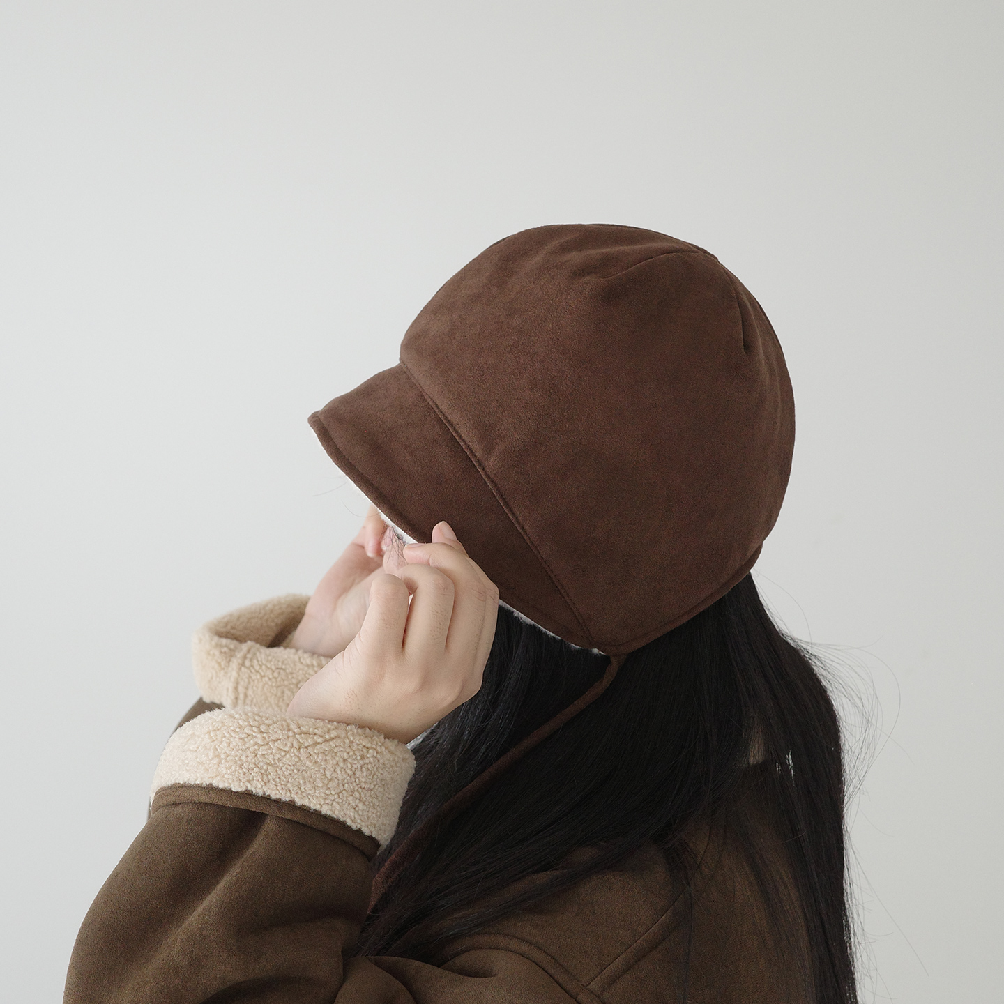 加绒小兵帽~麂皮绒保暖套头帽