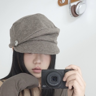 包邮 褶皱堆叠感超包脸做旧纽扣纯色报童帽 柔软又有型 小物商店