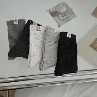 小物商店 小狗布标抽条点子纱纯色百搭休闲中长筒女袜