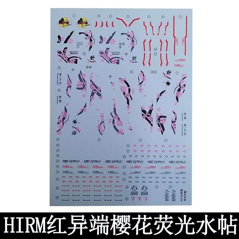 MG1/100红异端樱花 HIRM红色迷惘 风格模型荧光水贴纸