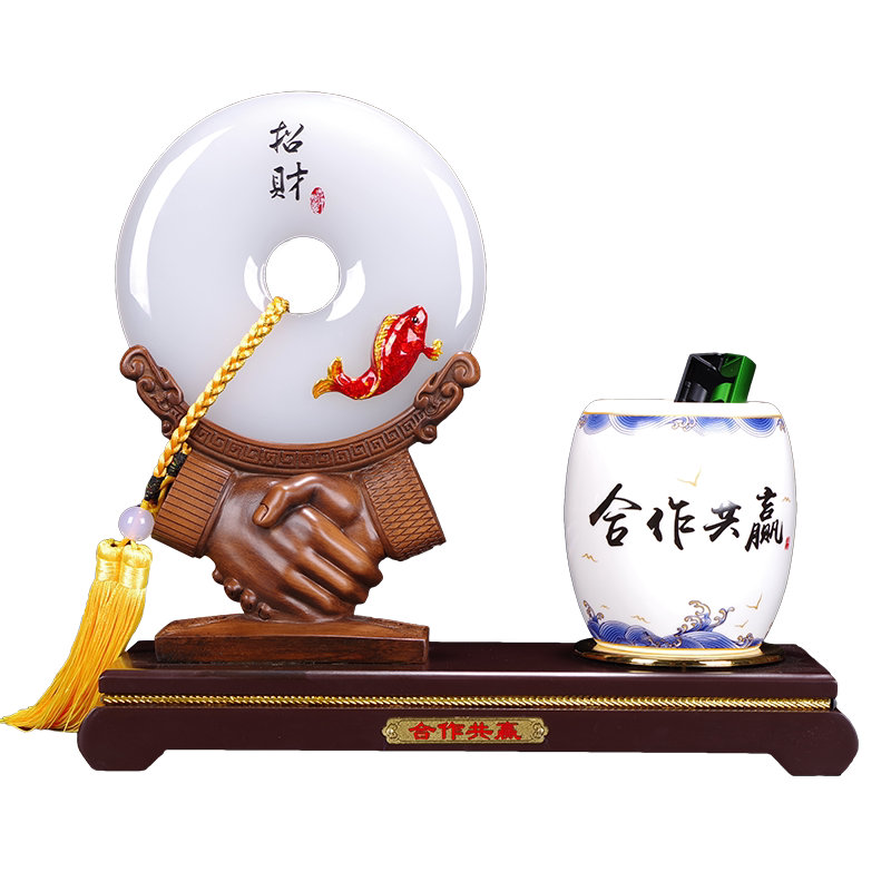 天道酬勤开业礼品书桌玉石平安扣