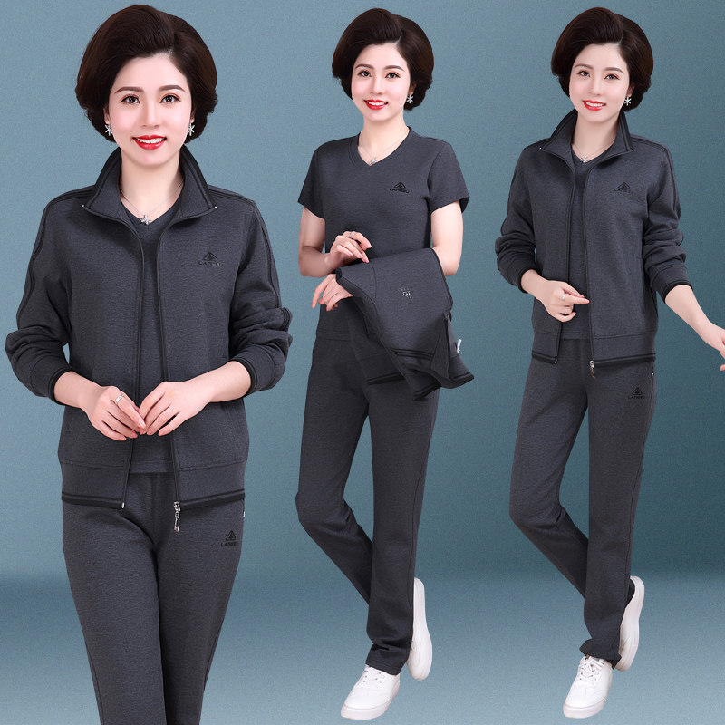 中老年宽松三件套老人运动服