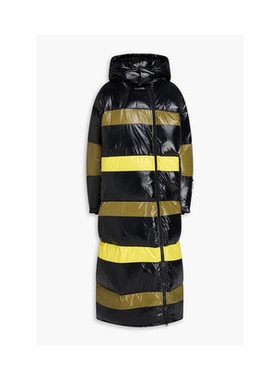 GANNI Askja shell 绗缝条纹连帽羽绒服女轻便运动皮肤风衣户外