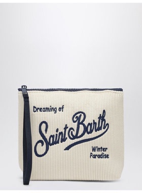 Mc2 Saint Barth 白色蓝色天鹅绒带Logo手包童装男童包包书包托