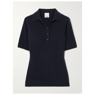 女开衫 allude 女上衣百搭外套针织开衫 罗纹 Polo衫