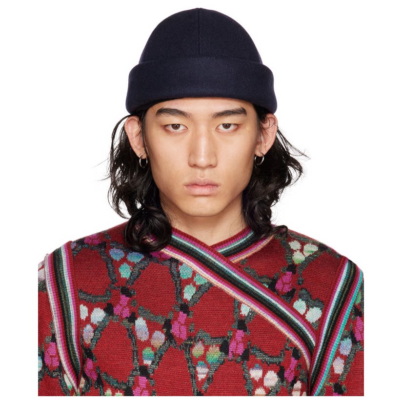 jil sander 吉尔·桑达 海军蓝卷边毛线帽男