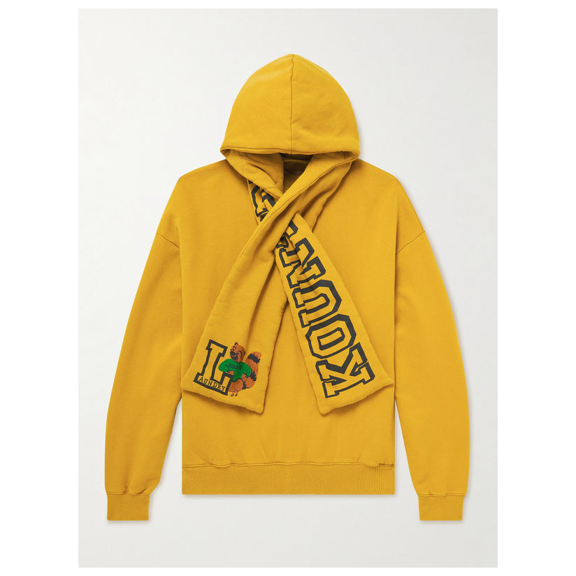 kapital 围巾领徽标印花 针织连帽卫衣男