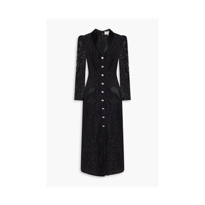 SALONI Lulu 凸纹蕾丝中长连衣裙女通勤ins百搭婚礼裙仙女裙伴