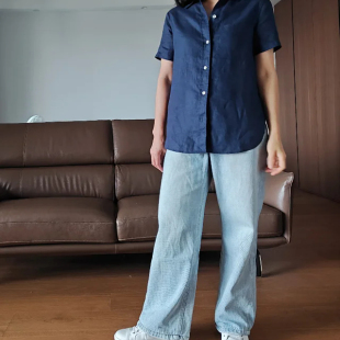 休闲百搭衬衣亚麻L8068 衬衫 2025Vince春夏新款 女士休闲纯色短袖