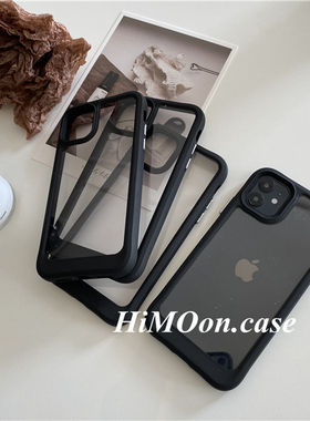 小众黑色边框适用11小米13手机壳13pro高级12S简约ultra透明K50红米K40硬壳note12亚克力K60硅胶防摔X加厚+男