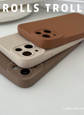 小众奶茶棕色ins适用oppoReno10/9手机壳Reno7/8pro+全包6/5网红4se美拉德K11纯色FindX6磨砂X5高级X3女7防摔