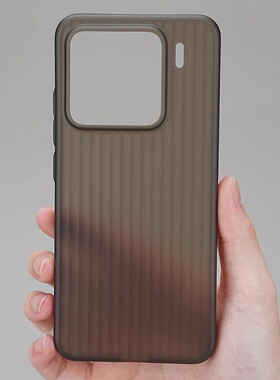超轻超薄PP瓦楞行李箱条纹适用15pro小米15/14手机壳13防指纹红米K70至尊版K60磨砂K80高级感t简约光栅透黑色