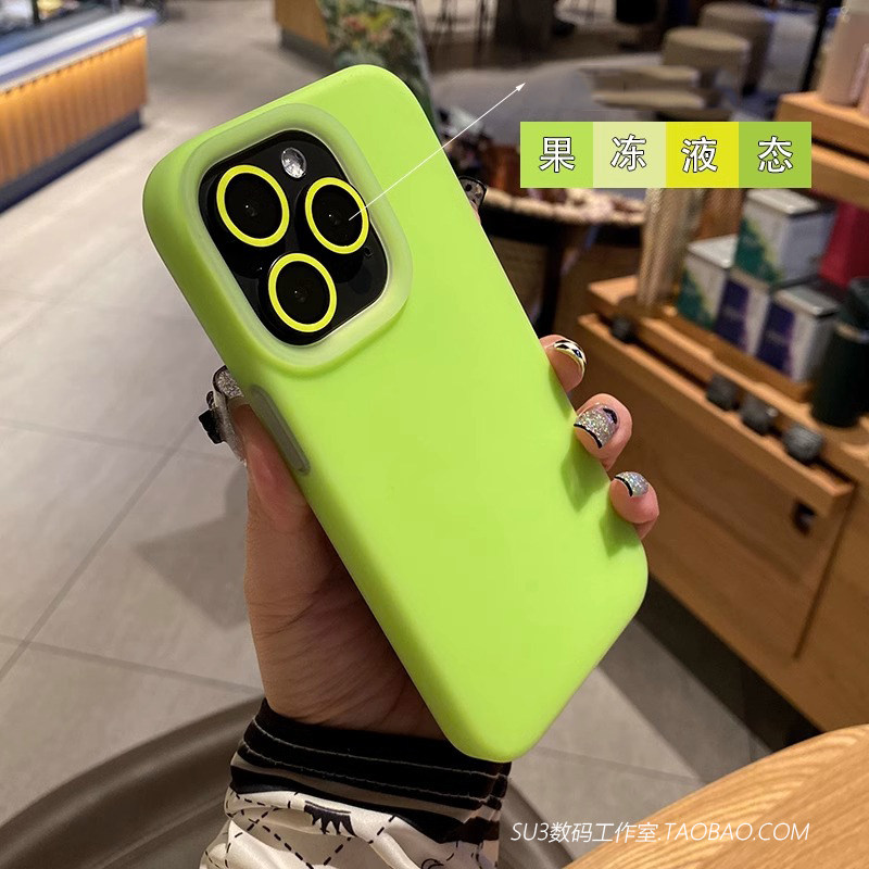 荧光绿果冻液态硅胶适用vivoX100手机壳X100pro橡皮泥软壳X100s高级感pro全包边防摔男士女大孔不包镜头防滑