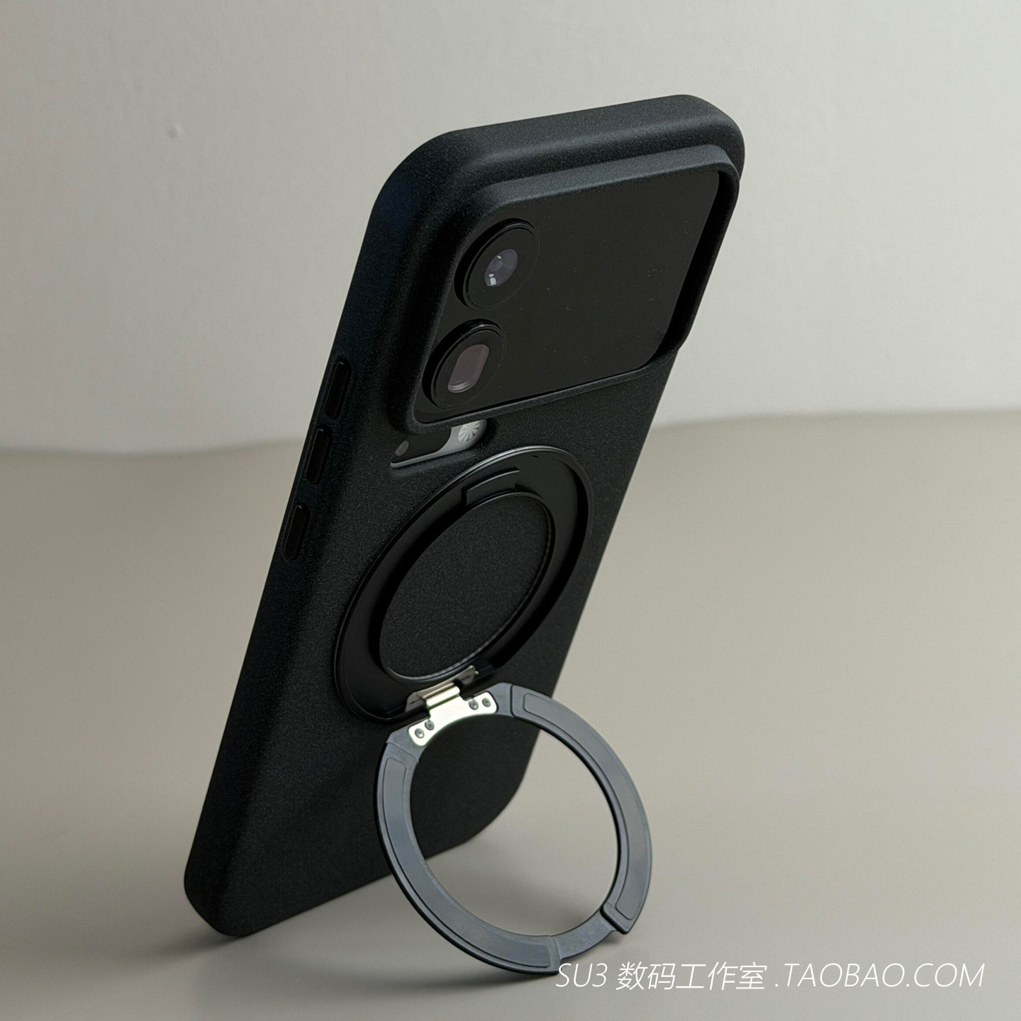 磁吸360°旋转立体支架一体FindX9spro适用oppoFindX9手机壳三星S26Ultra磨砂一加15T防摔纯黑色无线充电硬壳