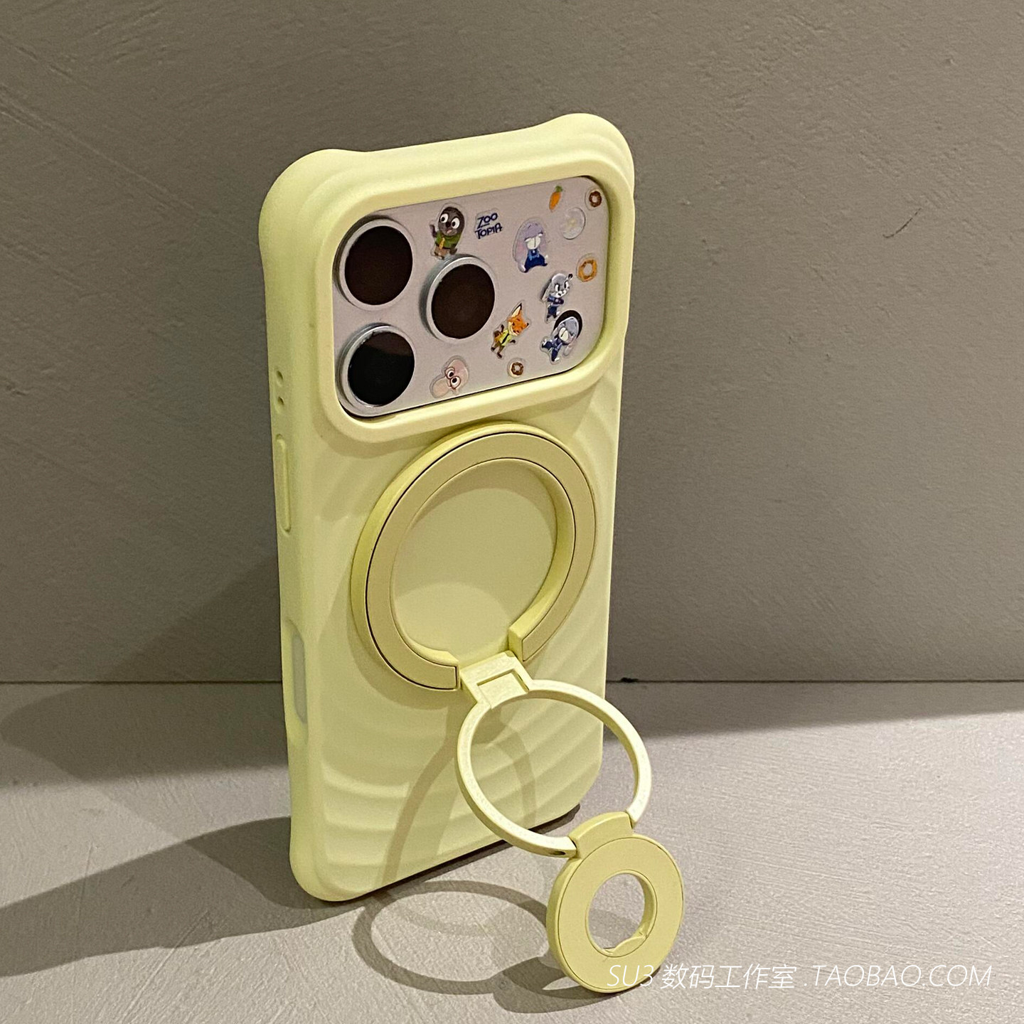 360°旋转双环磁吸双面三折叠支架适用小米17promax手机壳15波漾14液态硅胶13苹果17pro高级指环扣伸缩奶黄色