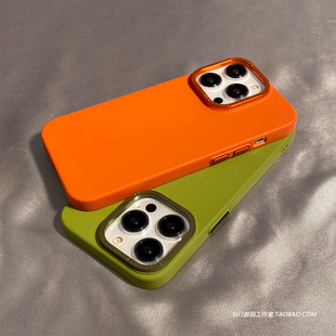 全包边PC硬壳防指纹适用华为mate60/50手机壳p40pro肤感p50e橙色p60大孔mate60pro+金属镜圈30超薄裸机纯色男