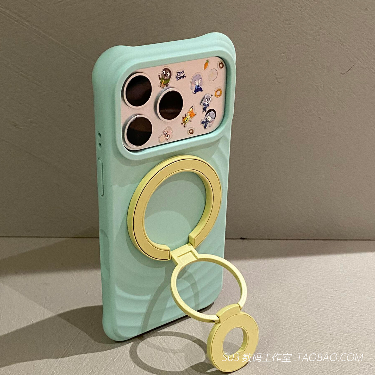 双面磁吸三折叠支架Air适用iPhone苹果17promax手机壳16plus波漾15液态硅胶14站立13指环扣伸缩撞色淡青色女