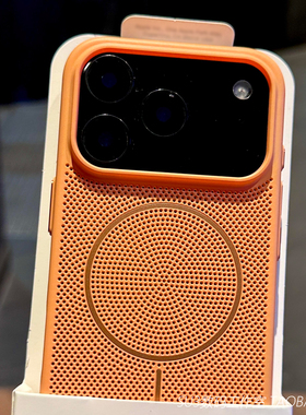 橙色细圈磁吸充电散热蜂窝透气16plus适用iPhone17苹果17promax手机壳15简约Air防摔MagSafe超薄14新款13硬壳