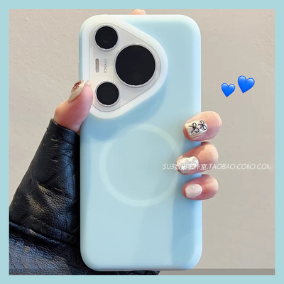 果冻浅蓝色磁吸充电适用15Spro小米15pro手机壳14ultra液态硅胶13红米K80软糯不发黄K70至尊版K60防摔magsafe