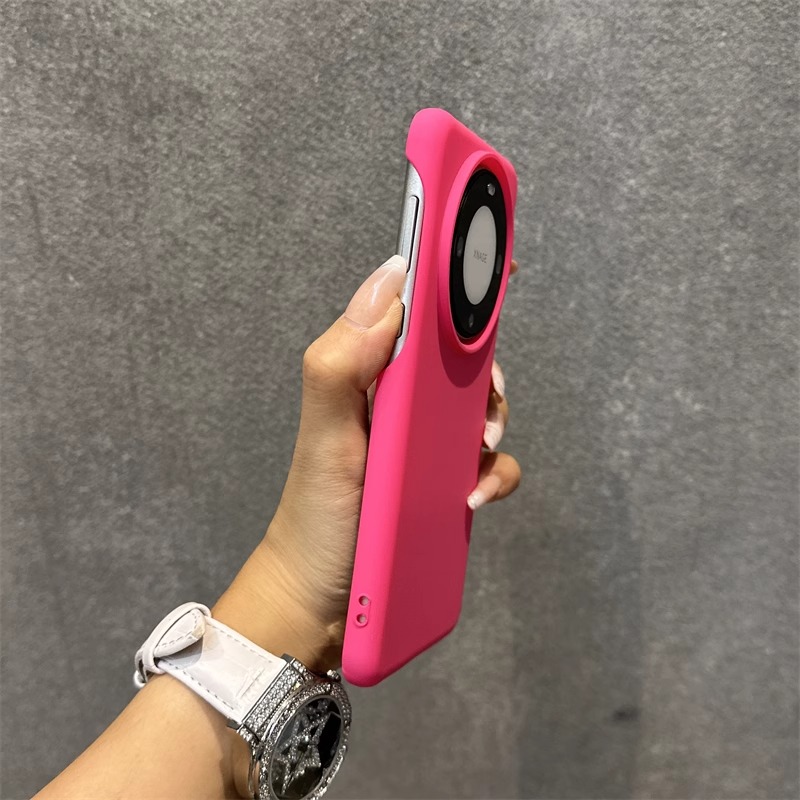 玫红色无按键裸机感适用华为mate60/70pro手机壳50/40半包30肤感Pura70磨砂简约硅胶超薄网红小红书不包镜头+