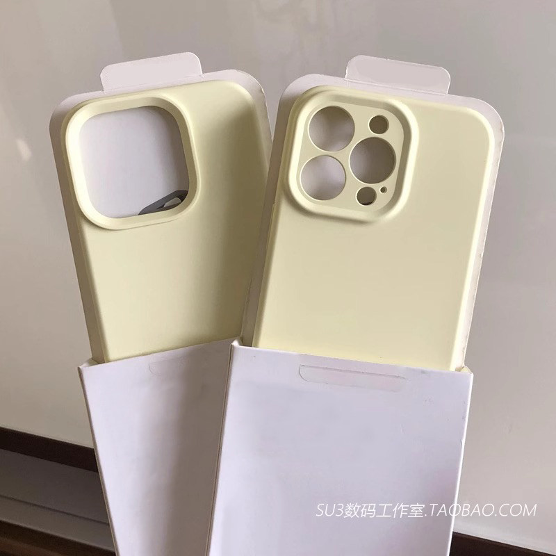 耐脏淡黄适用iPhone15苹果16promax手机壳16液态硅胶14plus芝士奶油黄色13高级感12全包镜头大孔不发黄女网红