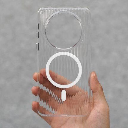 高清透明瓦楞条纹行李箱磁吸适用oppoFindX6手机壳FindX6pro光栅MagSafe无线充电X7高级简约立体水波纹全包硬