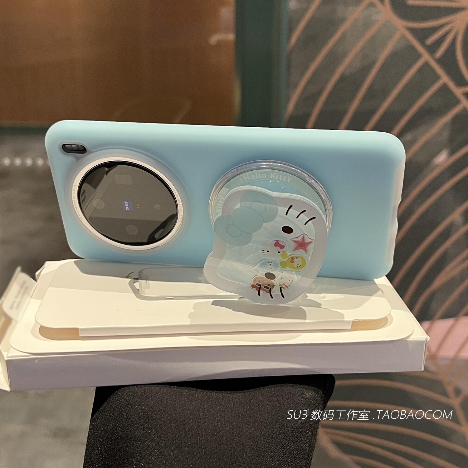 浅蓝色KT猫磁吸支架kitty适用oppoFindX8手机壳Reno13液态硅胶pro一加Ace5软糯一加13网红女magsafe全包防摔