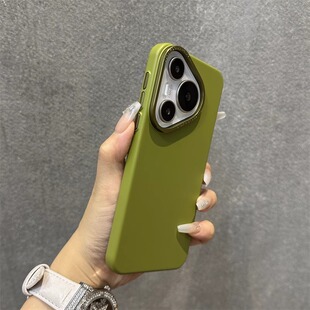 金属镜头mate60芥末绿色p50超薄40硬壳30适用p70华为Pura70pro手机壳+橄榄绿纯色p60高级ultra小众nova12全包