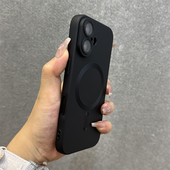 纯黑色MagSafe磁吸适用S24ultra三星S23 手机壳S22ultra超薄S21磨砂S20FE软硅胶全包男士 plus可无线充电note