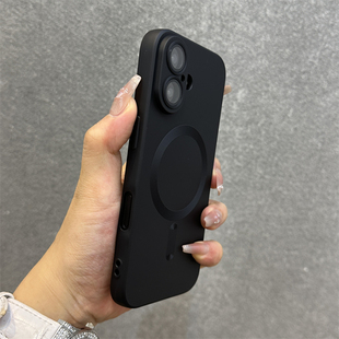 纯黑色MagSafe磁吸适用S24ultra三星S23+手机壳S22ultra超薄S21磨砂S20FE软硅胶全包男士plus可无线充电note