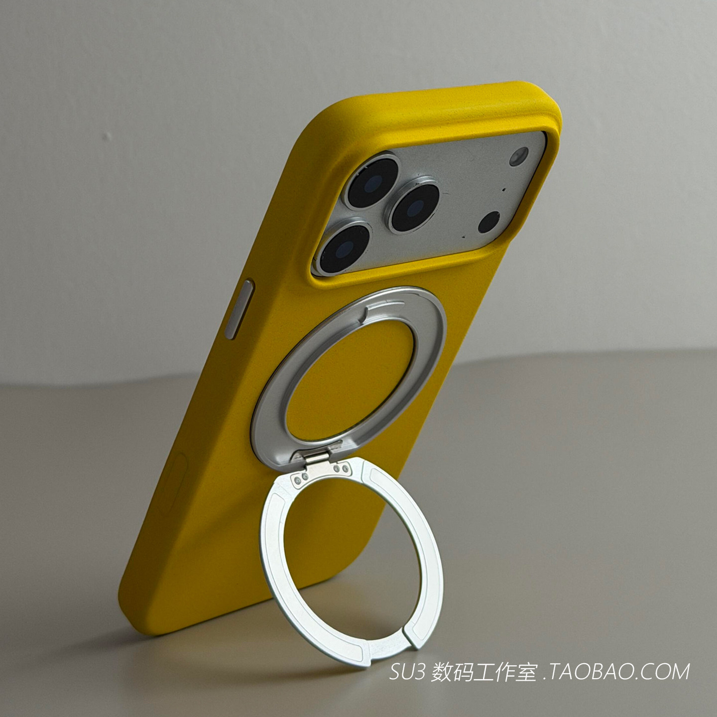 磁吸360°旋转立体支架一体FindX9spro适用oppoFindX9手机壳三星S26Ultra磨砂一加15T防摔黄色无线充电硬壳女