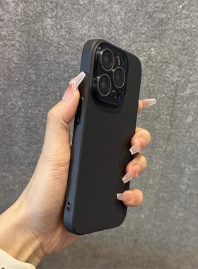 黑色适用三星S24+手机壳S23ultra自带水晶镜头膜S22ultra全包肤感磨砂硅胶软壳高级感简约男女防摔小众plus