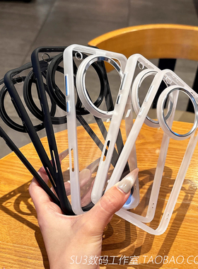 黑色边框高透亚克力Findx8适用oppoFindX8Ultra手机壳vivoX200金属镜头框X200pro透明mini气囊防摔加厚硅胶硬
