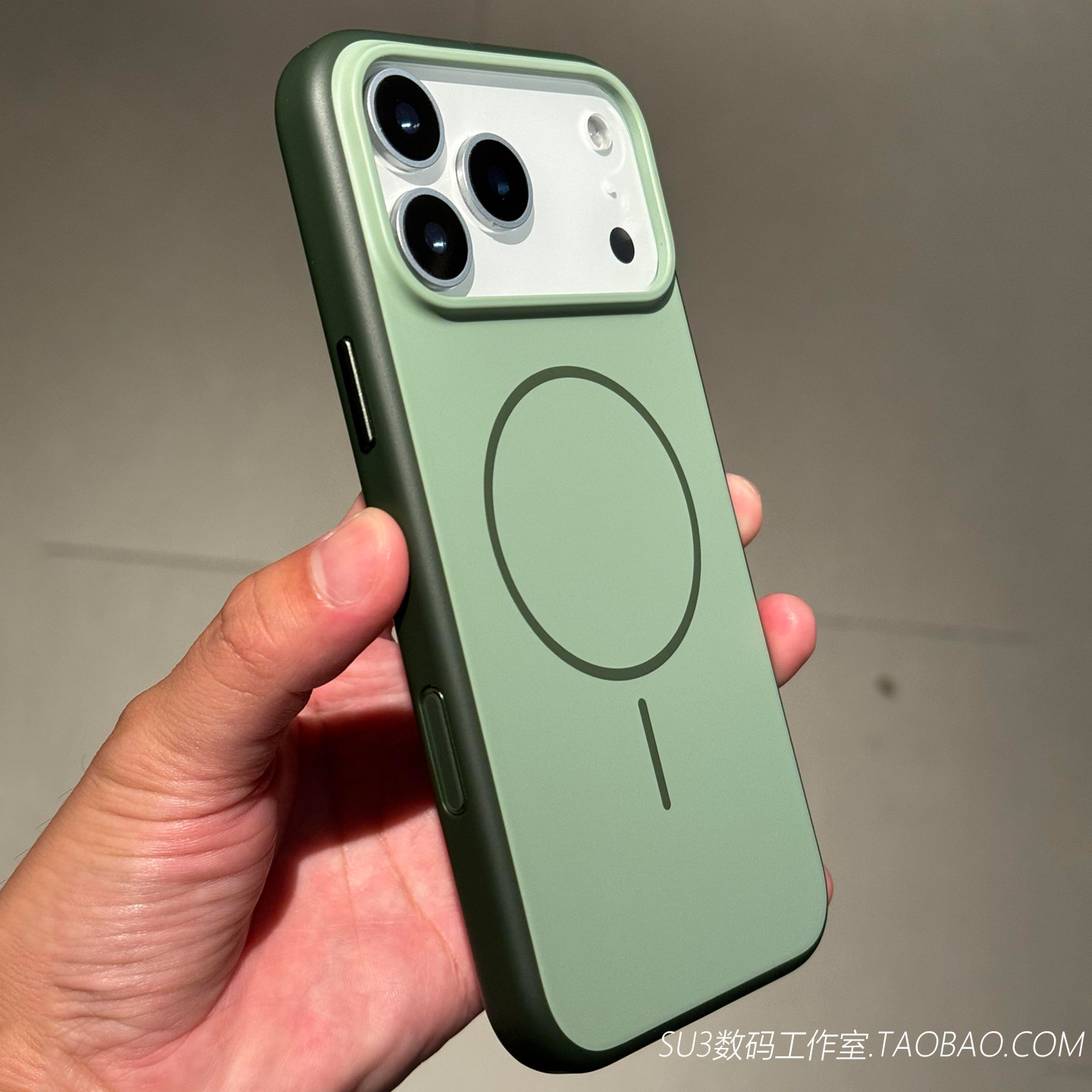 墨绿色撞色细圈磁吸手机壳iPhone17适用苹果17promax无线充电16防摔15磨砂大孔全包边高级感男Air新款网红软