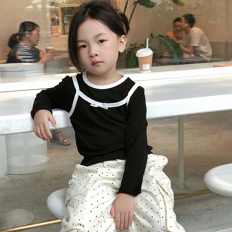 女童秋装两件套2025新款女童长袖上衣洋气初秋吊带秋冬外穿T恤