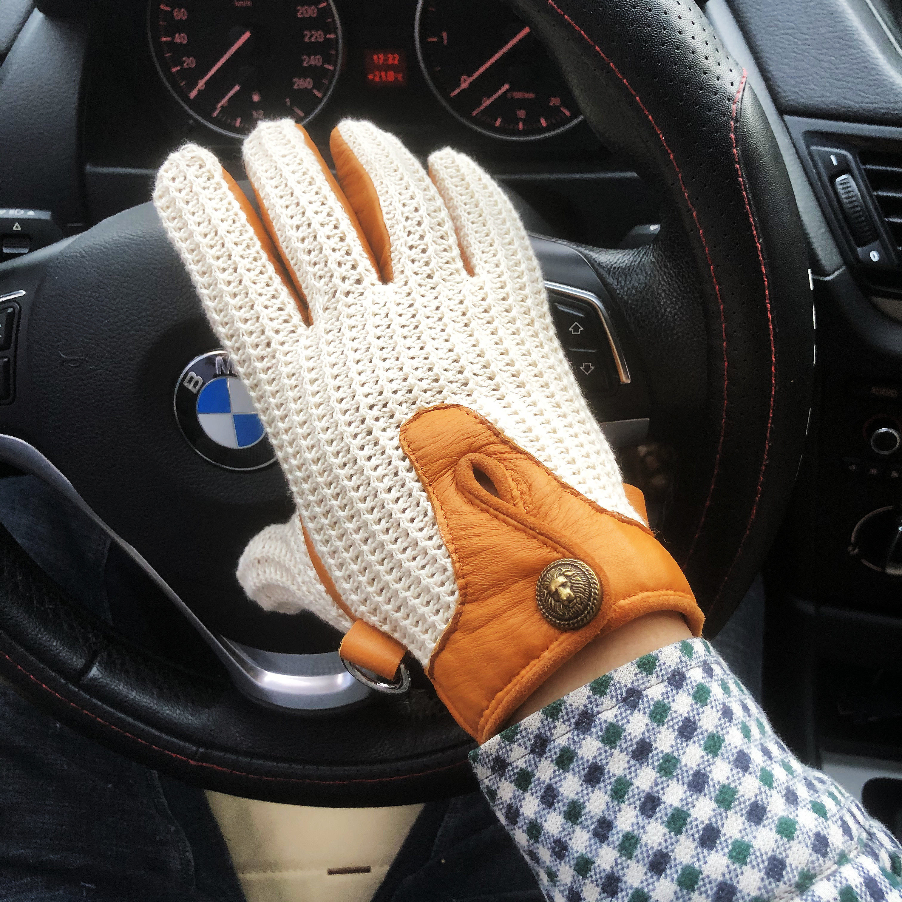 鹿皮新款驾驶摩托车机车飞行员触屏耐磨防滑真皮手套男女单皮手套