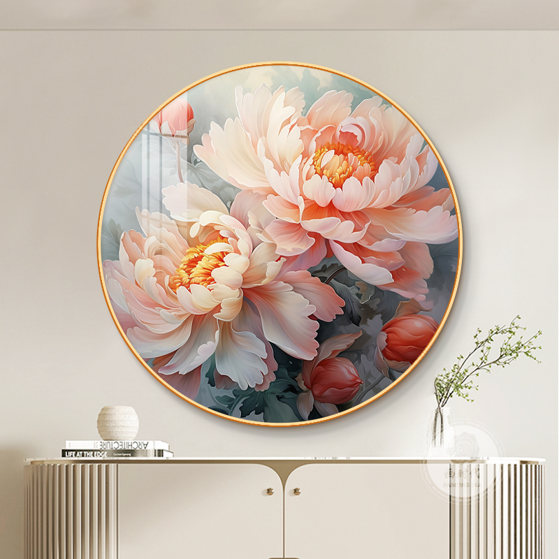 花开富贵牡丹装饰画新中式入户玄关客餐厅挂画轻奢卧室床头墙壁画图片